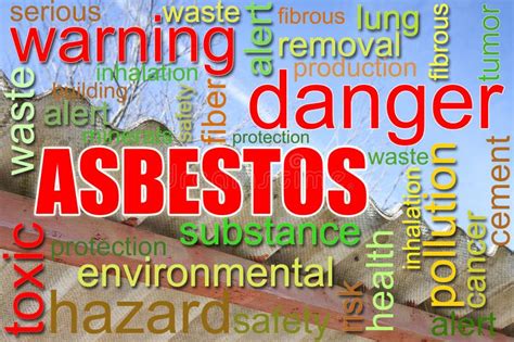 Dangerous Asbestos Roof With A Descriptive Tags Stock Image Image Of