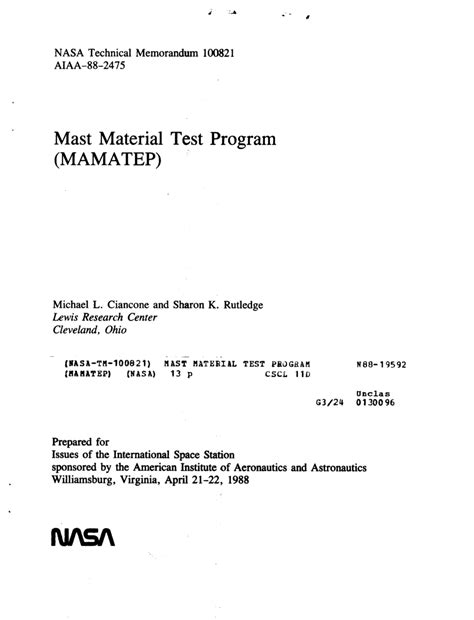 Pdf Mast Material Test Program Mamatep