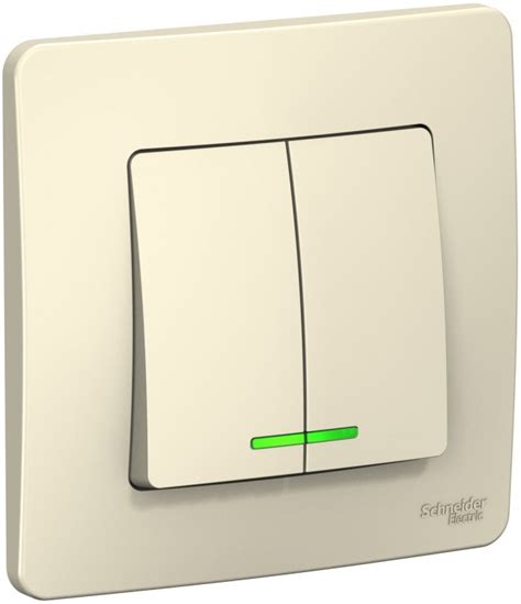 Выключатель внутренний SCHNEIDER ELECTRIC 2-клавишный с подсветкой, 6А ...