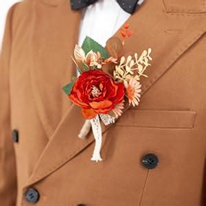 Amazon Ansofi Set Of 6 Burnt Orange Boutonniere For Men For