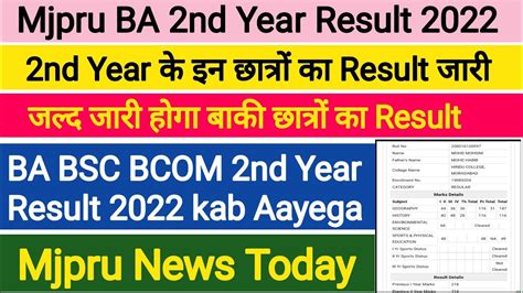 Mjpru Ba Nd Year Result Mjpru News Today Mjpru Nd Year