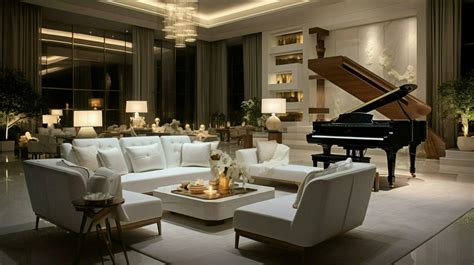 luxury modern living room illuminated by lighting equipment 32942622 ...