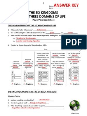 Six Kingdoms Of Life. 6th Grade Science Worksheets and Answer key ...