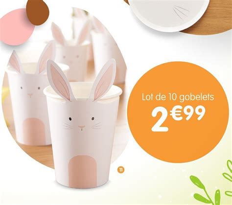 Promo Lot De Gobelets En Carton Lapin Chez B M