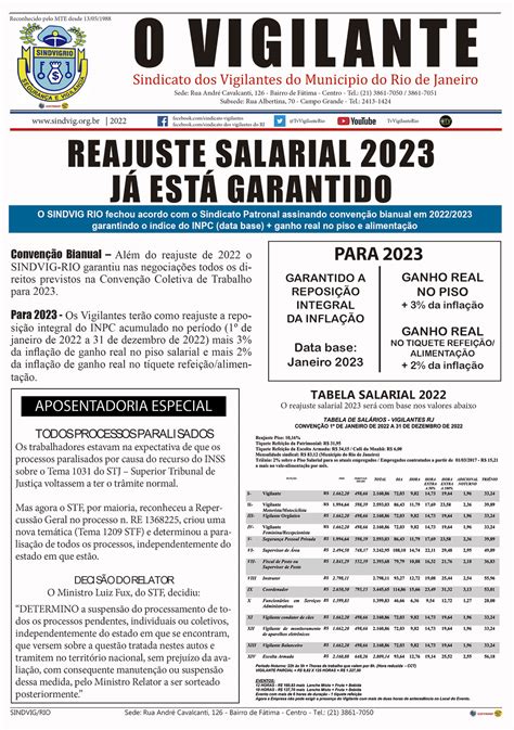 REAJUSTE GARANTIDO PARA 2023 Sindicato Dos Vigilantes