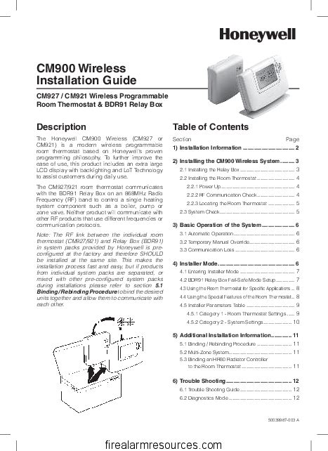 Honeywell Thermostat Cm900 User Manual Installation Guide And Specifications