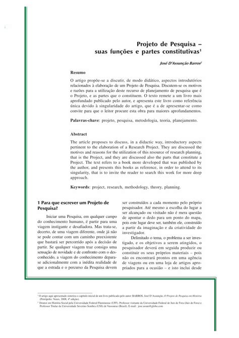 Pdf Projeto De Pesquisa Suas Funções E Partes Constitutivas 9