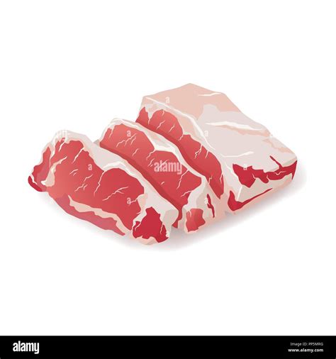 Raw Fresh Meat Marble Beef Steak Vector Isolated On White Fresh Meat