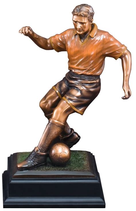 Male Soccer Bronze Resin Sculpture Award TrophyThe Trophy Trolley