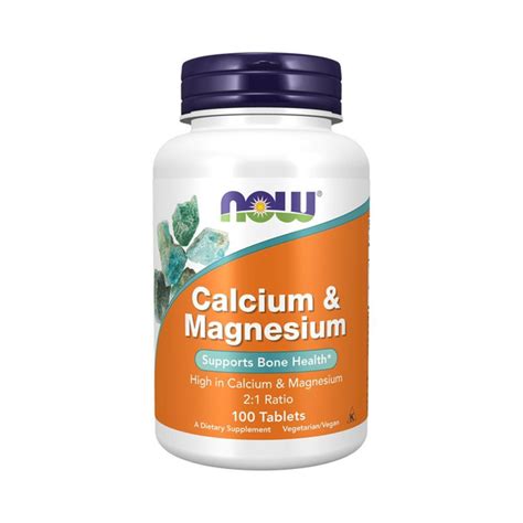 NOW Calcium & Magnesium 500/250 mg, Кальций + Магний, 100 таблеток ...