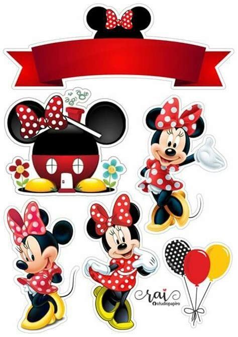 Topper De Bolo Minie Lembrancinhas Minnie Vermelha Minnie Mouse