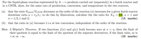 [Solved] . For the liquid-phase reaction represented by A - products ...