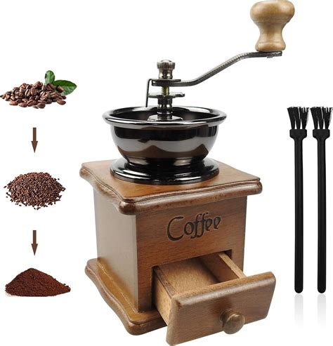 Untimaty Vintage Style Wooden Hand Coffee Grinder With Brush India Ubuy