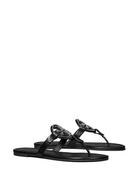 Tory Burch Miller Pavé Leather Sandals Black Farfetch Tr