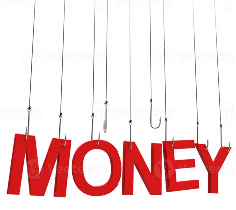 Money Text Hanging On A Fishing Hook 18928754 Png