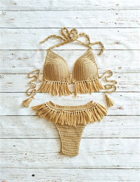 Handmade Crocheted Bikini Set Soft Cotton Yarn Crochet Bikinis