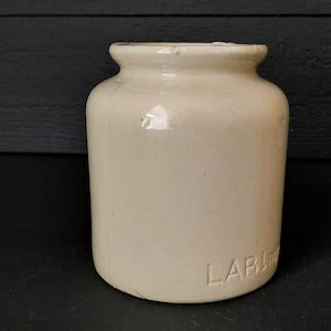 Lab Lagny Stoneware Mustard Pot French Crock Pot Vintage Stoneware