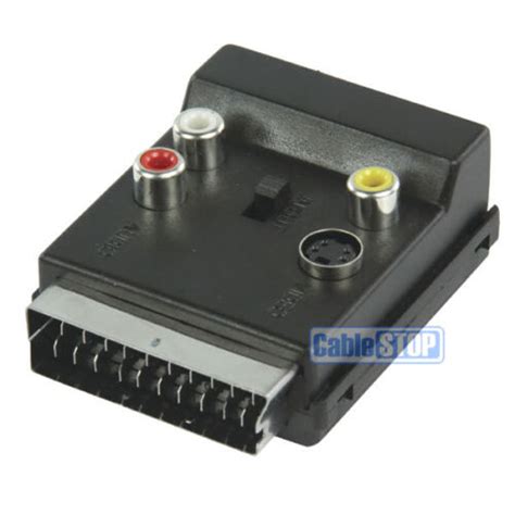 SCART Male Female To 3 RCA Phono Sockets 4 Pin Mini Din SVHS Switch