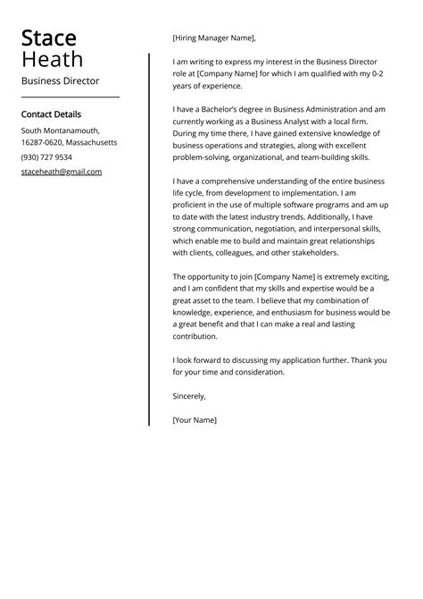 Business Director Cover Letter Example for 2024