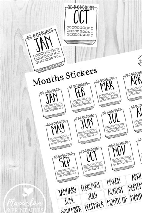 Month Stickers For Creative Bullet Journal Or Planner Free Printable