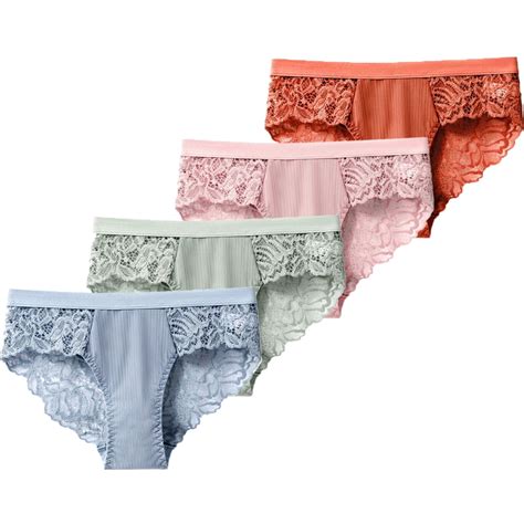 Baywell Pack Underwear For Women Soft Stretch Briefs Low Rise Lace Bikini Panties Multi Pack