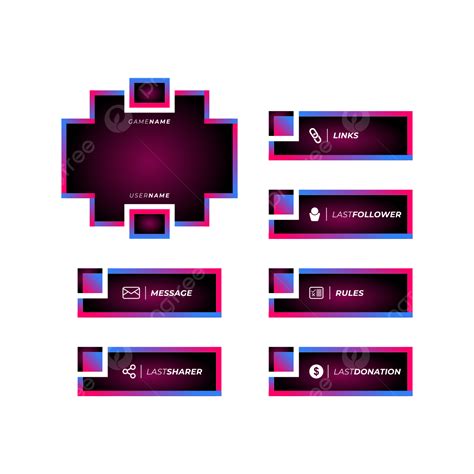 Twitch Stream Panels Pack For Gaming And Streaming In Pink Blue