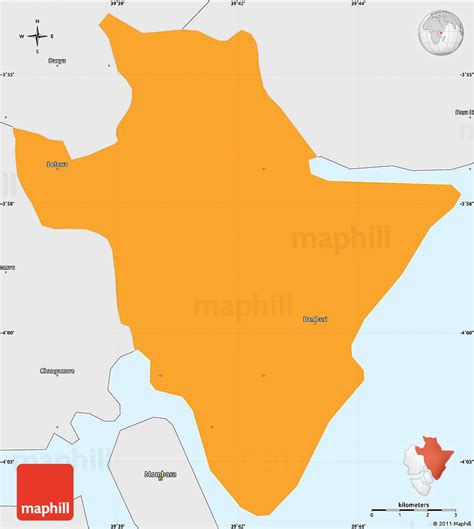 Political Simple Map Of Kisauni Single Color Outside Borders And Labels