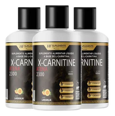 Kit 3 X carnitine Atena 2300 Cromo 480 Ml Laranja Hf Frete grátis