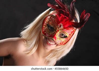 Nude Blonde Venetian Mask On Black Stock Photo 455864728 Shutterstock