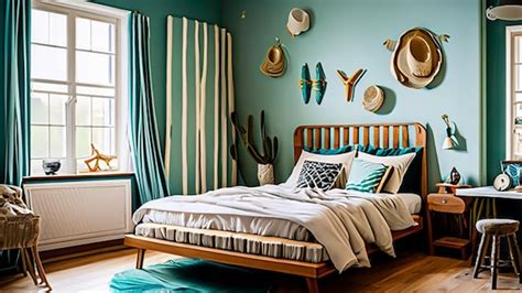 Premium AI Image | Coastal themed bedroom with nautical accents and a ...