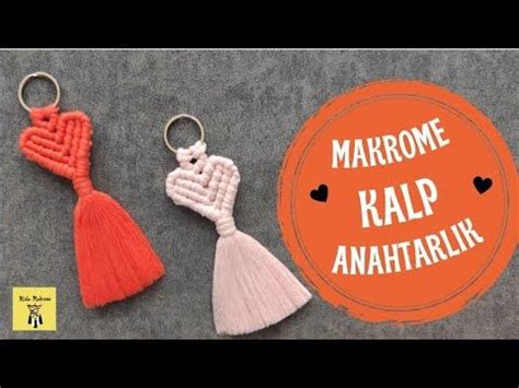 Makrome Kalp Anahtarlık Macrame Heart Keychain llavero de corazón