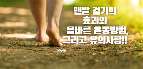 맨발걷기의 효과와 올바른 운동 방법 그리고 유의사항