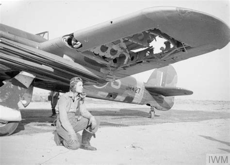 Pilot Officer C E Benn Rcaf Of No Squadron Raf Kneels Beside The