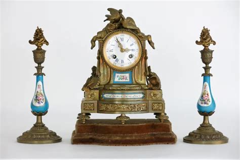 Th Cent French Neoclassical Garniture In Guilded Bronze And Sevres