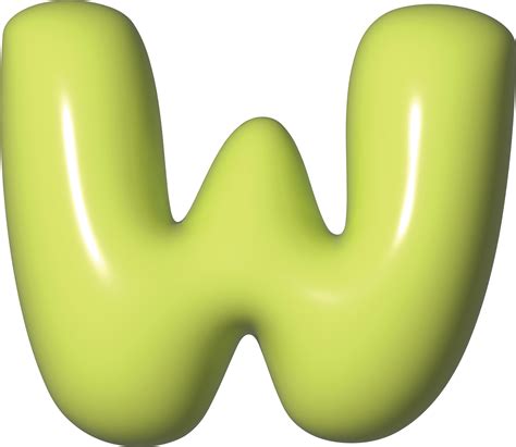 Alphabet Letter W Green 3d Glossy Bubble Balloon 49688583 Png