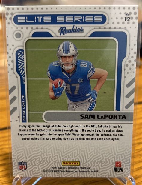 Panini Donruss Football Elite Series Rookies Sam Laporta Rc