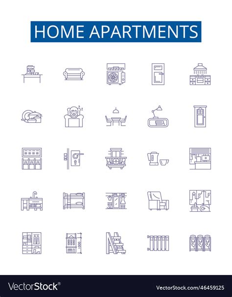 Home Apartments Line Icons Signs Set Design Vector Image