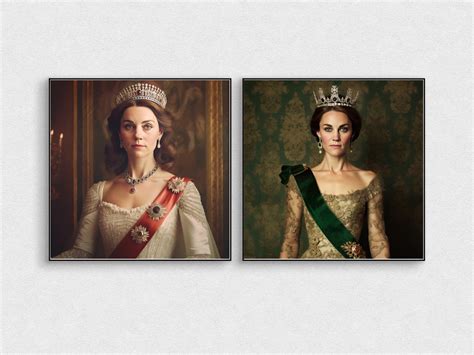 Kate Middleton Crowned as Queen in Formal Dresses Set of 4 Digital ...