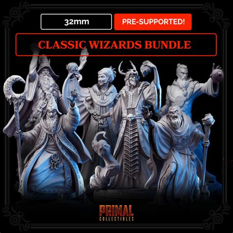 3d Printable 8 Miniatures 32mm Classic Rpg Game Wizards Bundle