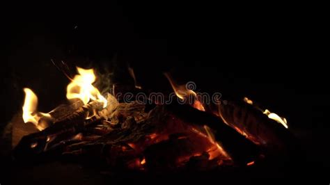 Glowing Embers Of Bright Red Color Abstract Background Hot Coals Of A Burning Wood Fire Stock