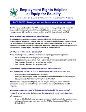 Fillable Online Reassignment Equip For Equality Fax Email Print