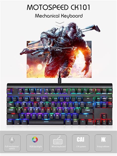 Motospeed Ck Wired Mechanical Full Rgb Backlit Gaming Keyboard