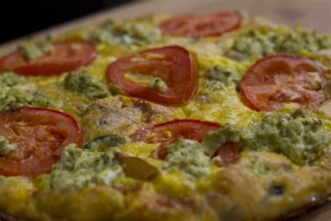 Tomato And Pesto Goat Cheese Frittata Recipe Rockin Arugula