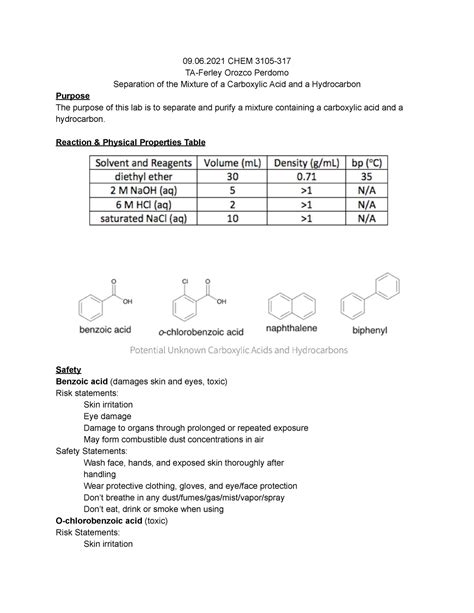 Lab Report Ochem Lab Chem Ta Ferley Orozco Perdomo