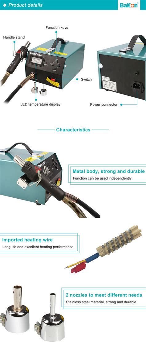 High Quality BK870A Hot Air SMD Rework Desoldering Station Buy Shenzhen Bakon Electronic
