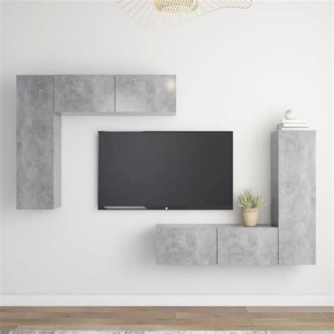 Ensemble De Meubles Tv Pcs Gris B Ton Agglom R Salalis Sh