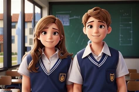 Premium Photo | Boy and girl in school uniform