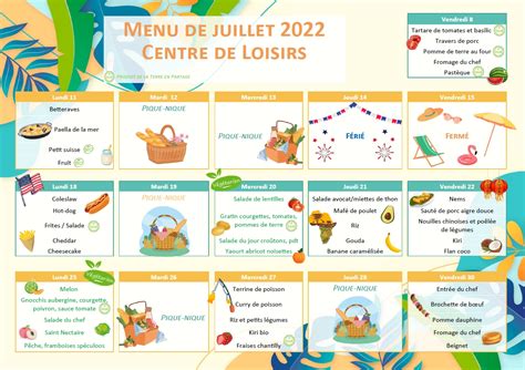 Programme Et Menu Du Centre De Loisirs Juillet Mairie De Saint Just