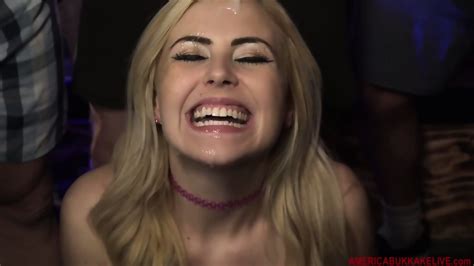 Bukkake With Delicious Busty Blonde