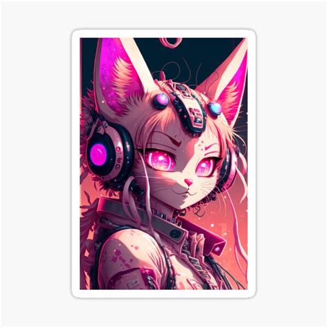 "pink anime cat girl ( cyberpunk future - cute cat girl )" Sticker for ...